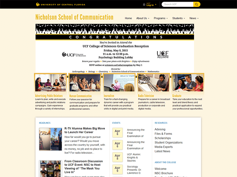 UCF Nicholson School of Communication Website Original