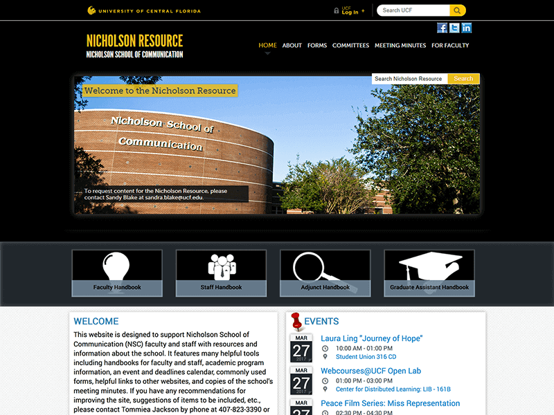 UCF Nicholson School of Communication Resource Website
